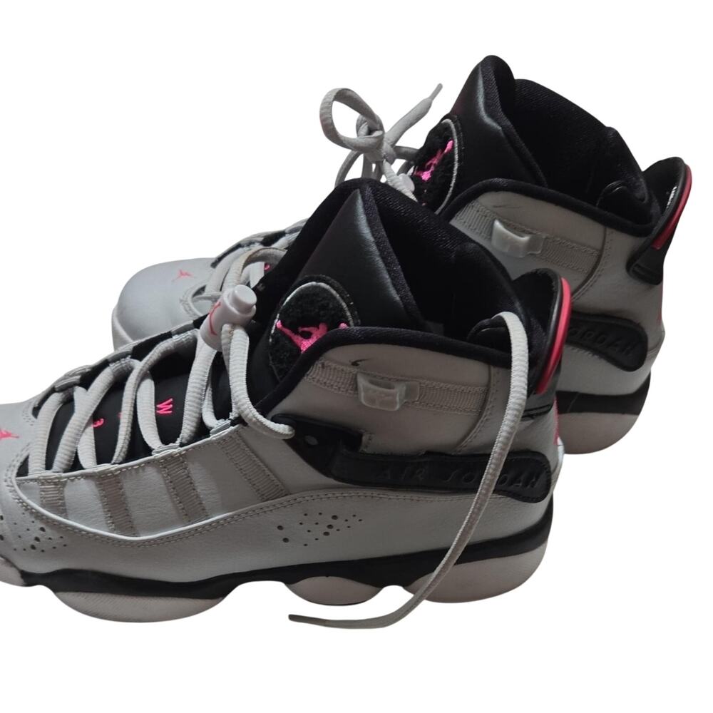 Air Jordan 6 Rings GG Size 6Y Pure Platinum Hyper Pink Black Sneakers - Picture 2 of 8
